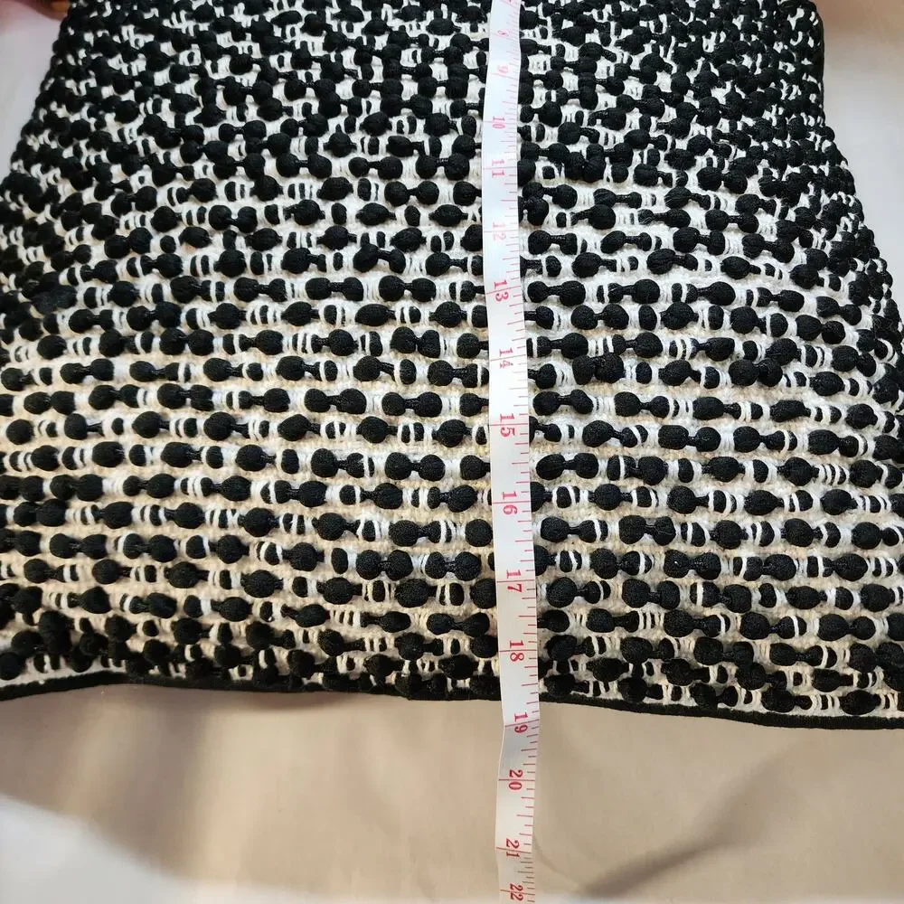 Magnolia Home Ruth Throw Pillow Black White Slub Crochet Bobble Knit 19x19 $70